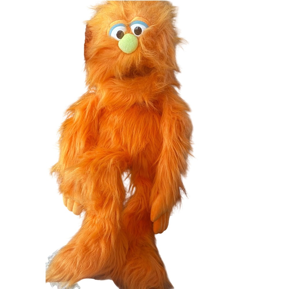 Silly Puppets Orange Monster Hand Puppet Shaggy Faux Fur Body Movable Mouth 24"